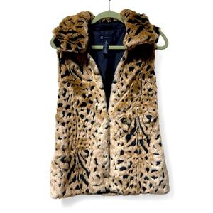INC international concepts cheetah Print Faux Fur Vest